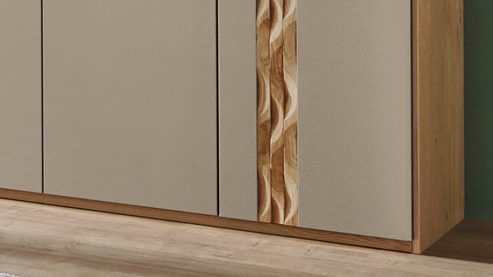 Schlafzimmer PARTNERRING COLLECTION aus Holz in Beige PARTNERRING COLLECTION Schlafzimmermöbel Callao - Komplettzimmer Balkeneiche & taupefarbener Lack - vierteilig, Liegefläche ca. 180 x 200 cm