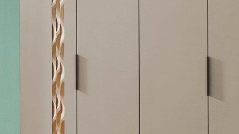 Kleiderschrank PARTNERRING COLLECTION aus Holz in Beige PARTNERRING COLLECTION Schlafzimmermöbel Callao - Kleiderschrank Balkeneiche & taupefarbener Lack - sechs Türen, Breite ca. 300 cm