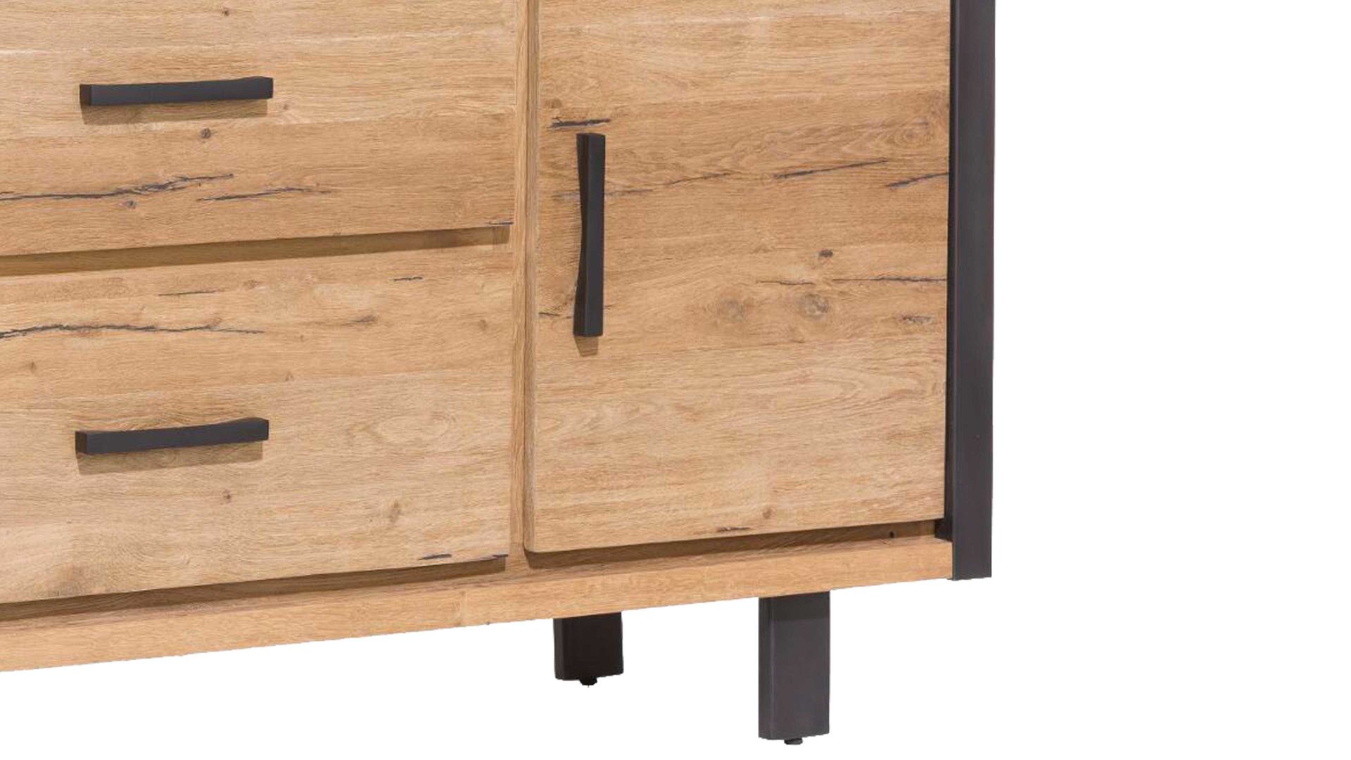 Sideboard WOODS & TRENDS aus Holz in Holzfarben WOODS & TRENDS Sideboard Brooklyn - Kombikommode Railway braunes Eichefurnier – drei Türen, zwei Schubladen