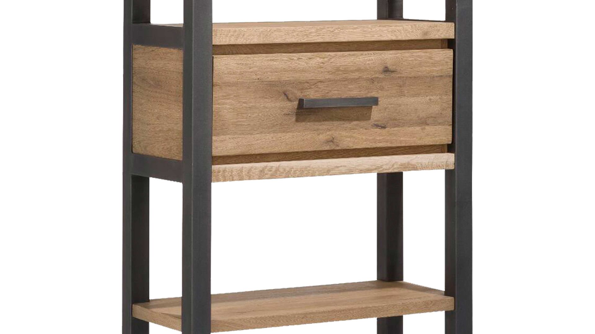 Regal WOODS & TRENDS aus Holz in Holzfarben WOODS & TRENDS Regal Brooklyn mit Schublade Railway braunes Eichefurnier – drei Böden, eine Schublade