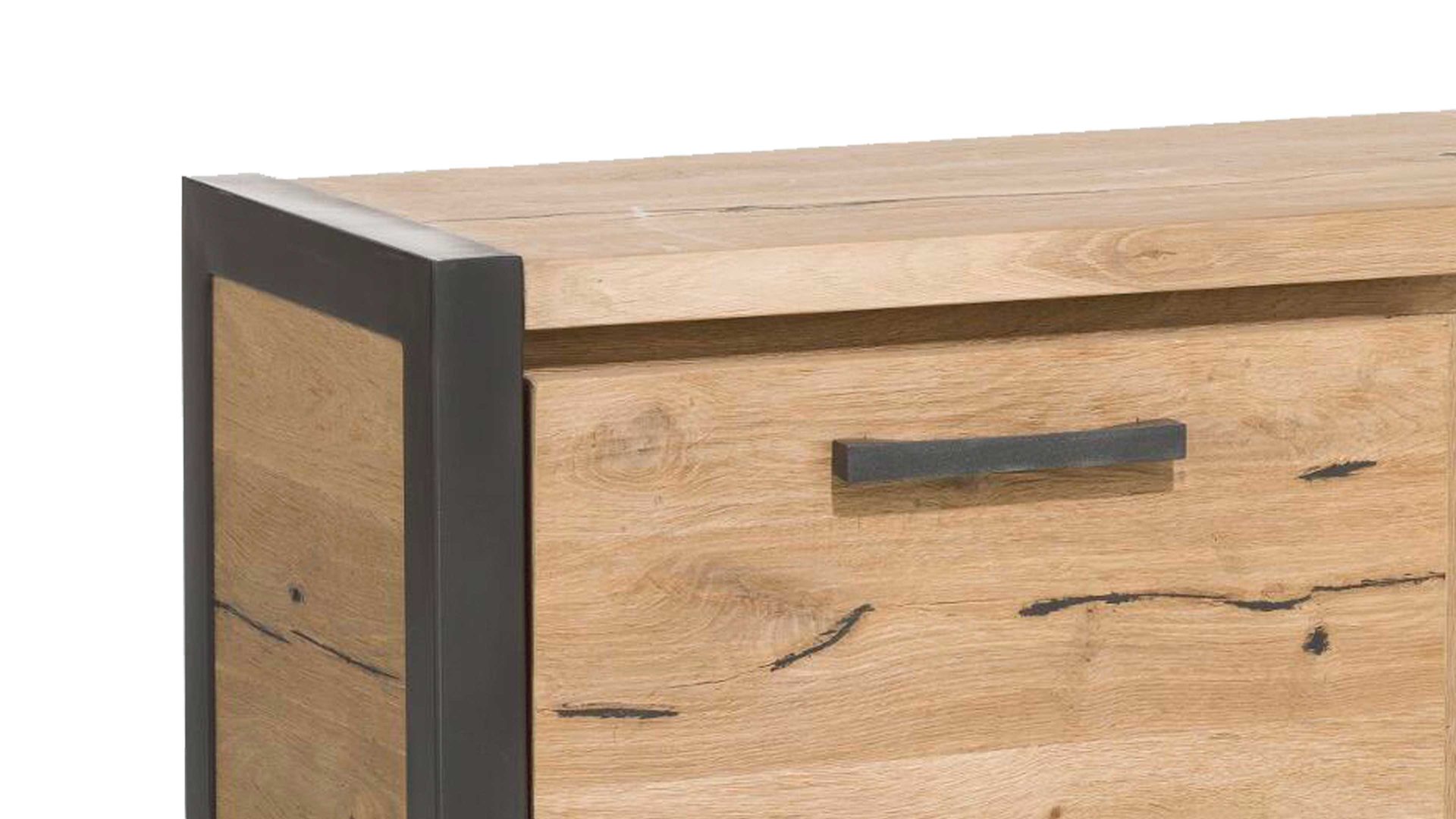 Lowboard WOODS & TRENDS aus Holz in Holzfarben WOODS & TRENDS Lowboard Brooklyn als TV-Möbel bzw. Hifi-Möbel Railway braunes Eichefurnier – zwei Türen, zwei Fächer