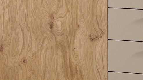 Kombikommode PARTNERRING COLLECTION aus Holz in Beige PARTNERRING COLLECTION Schlafzimmermöbel Callao - Kombikommode Balkeneiche & taupefarbener Lack - eine Tür, fünf Schubladen, Breite ca. 120 cm