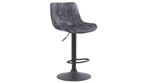 Barhocker Hela aus Stoff in Anthrazit Barhocker Sabine II H Vintage Anthrazit Velvet & schwarzes Metall - drehbar