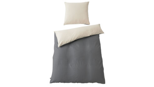 Bettwäsche-Set Interliving aus Stoff in Beige Interliving Bettwäsche Serie 9128 Baumwollsatin in Sand & Anthrazit - ca. 155 x 220 cm