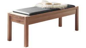 Einzelbank PARTNERRING COLLECTION aus Holz in Holzfarben PARTNERRING COLLECTION Schlafzimmerprogramm Valetta - Paneelaufsätze Eiche Bianco & graphitfarbenes Kunstleder - Länge ca. 120 cm