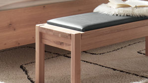 Einzelbank PARTNERRING COLLECTION aus Holz in Holzfarben PARTNERRING COLLECTION Schlafzimmerprogramm Valetta - Paneelaufsätze Eiche Bianco & graphitfarbenes Kunstleder - Länge ca. 120 cm