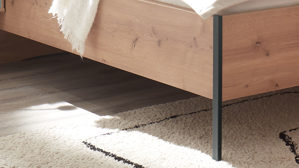 Bettgestell PARTNERRING COLLECTION aus Holz in Holzfarben PARTNERRING COLLECTION Schlafzimmerprogramm Valetta - Bettgestell graphitfarbenes Kunstleder & Eiche Bianco- Liegefläche ca. 180 x 200 cm