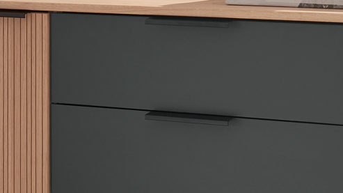 Kombikommode PARTNERRING COLLECTION aus Holz in Holzfarben PARTNERRING COLLECTION Schlafzimmerprogramm Valetta - Kombikommode Eiche Bianco & Graphit - zwei Türen, fünf Schubladen, Breite ca. 141 cm