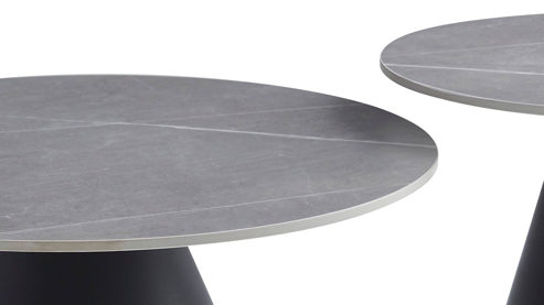 Couchtisch Hela aus MDF in Grau Couchtisch-Set Dustin Grau & schwarzes Metall - Durchmesser ca. 70 cm