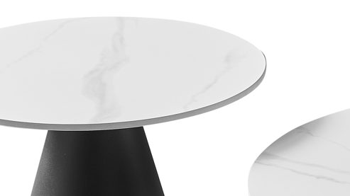 Couchtisch Hela aus MDF in Weiß Couchtisch-Set Dustin Weiß & schwarzes Metall - Durchmesser ca. 70 cm