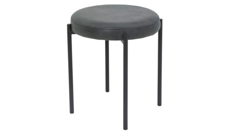 Hocker Hela aus Mikrofaser in Anthrazit Hocker Sammy II H Anthrazit & schwarzes Metall - ca. 44 x 45 cm