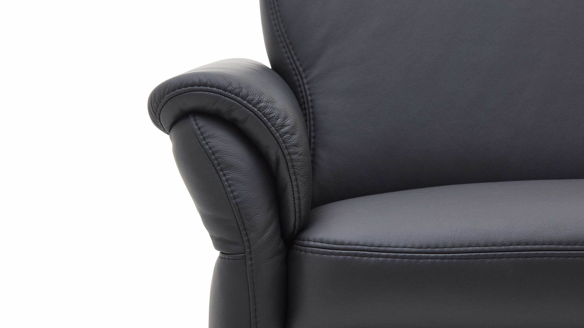 Dreisitzer Steinpol polsteria aus Leder in Schwarz Leder-Dreisitzer schwarzes Leder Punch & Alufüße - Länge ca. 185 cm