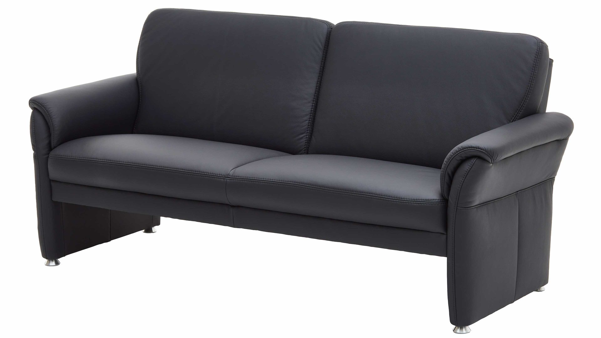 Dreisitzer Steinpol polsteria aus Leder in Schwarz Leder-Dreisitzer schwarzes Leder Punch & Alufüße - Länge ca. 185 cm