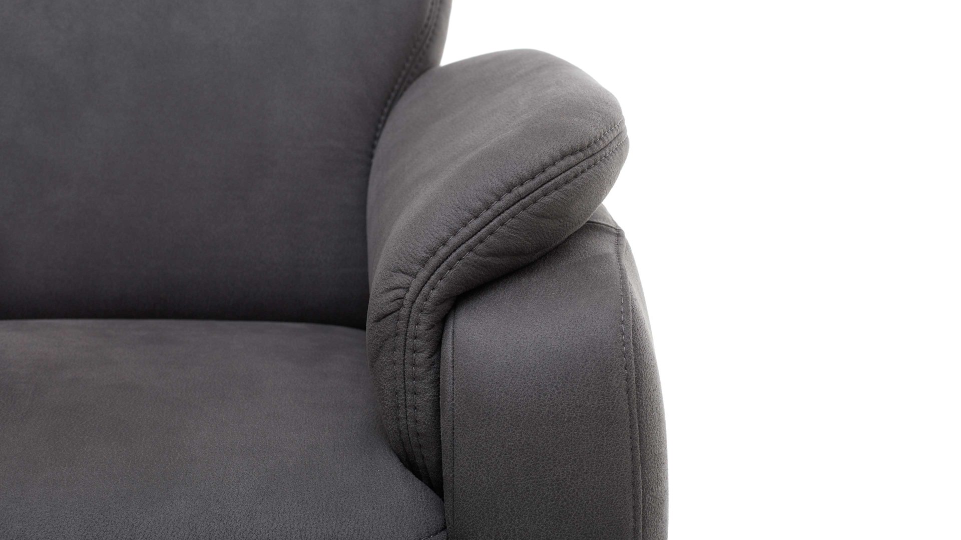 Zweisitzer Steinpol polsteria aus Stoff in Grau Zweisitzer anthrazitfarbener Bezug Deluxe & Alufüße - Länge ca. 140 cm