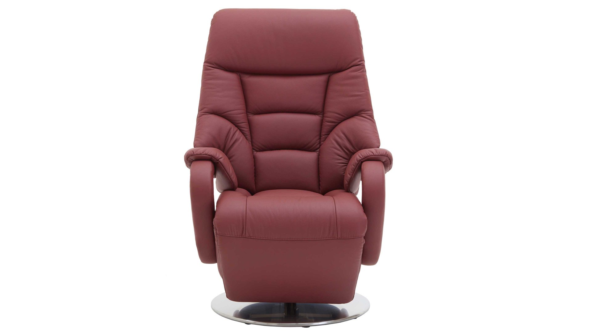 Relaxsessel Steinpol polsteria aus Leder in Rot Relaxsessel melotfarbenes Leder Punch & Edelstahl-Tellerfuß