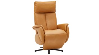 Relaxsessel Steinpol polsteria aus Leder in Gelb Relaxsessel Serie Relaxa Feeling senffarbenes Leder Punch Dijon & schwarzer Sternfuß