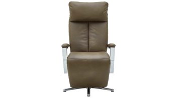 Relaxsessel Steinpol polsteria aus Leder in Grün Relaxsessel Serie Relaxa-Feeling olivgrünes Leder Evita & Chrom-Sternfuß