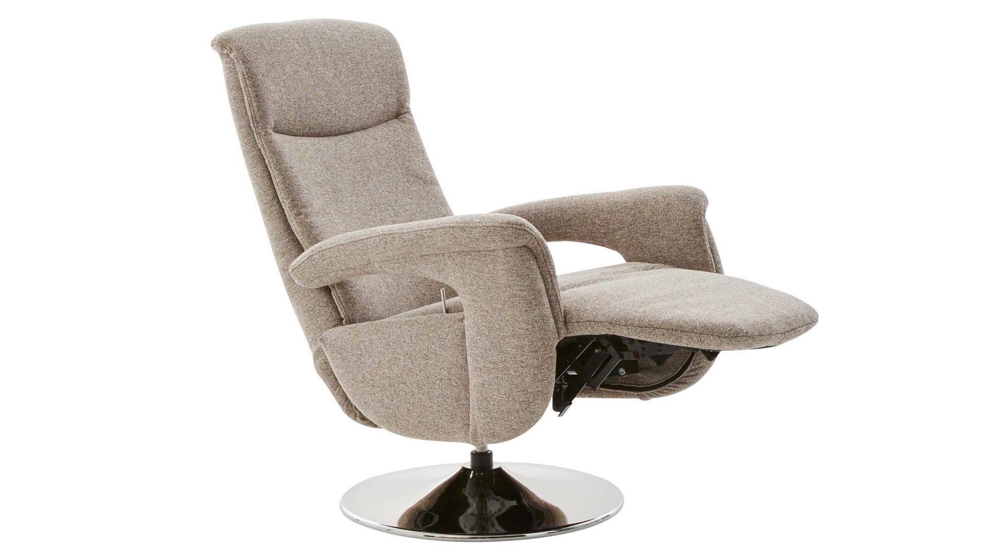 Relaxsessel modulmaster aus Stoff in Beige Modulmaster MM-ZE1062 - Relaxsessel C steinfarbener Stoffbezug Unica & Chrom-Tellerfuß