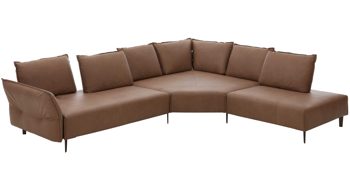 Ecksofa W.schillig i. i. aus Leder in Braun W.SCHILLIG Leder-Ecksofa Bonnie fangofarbenes Leder Z69-21 & bronzefarbene Metallfüße – Stellfläche ca. 340 x 272 cm