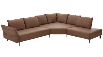 Ecksofa W.schillig i. i. aus Leder in Braun W.SCHILLIG Leder-Ecksofa Bonnie fangofarbenes Leder Z69-21 & bronzefarbene Metallfüße – Stellfläche ca. 340 x 272 cm