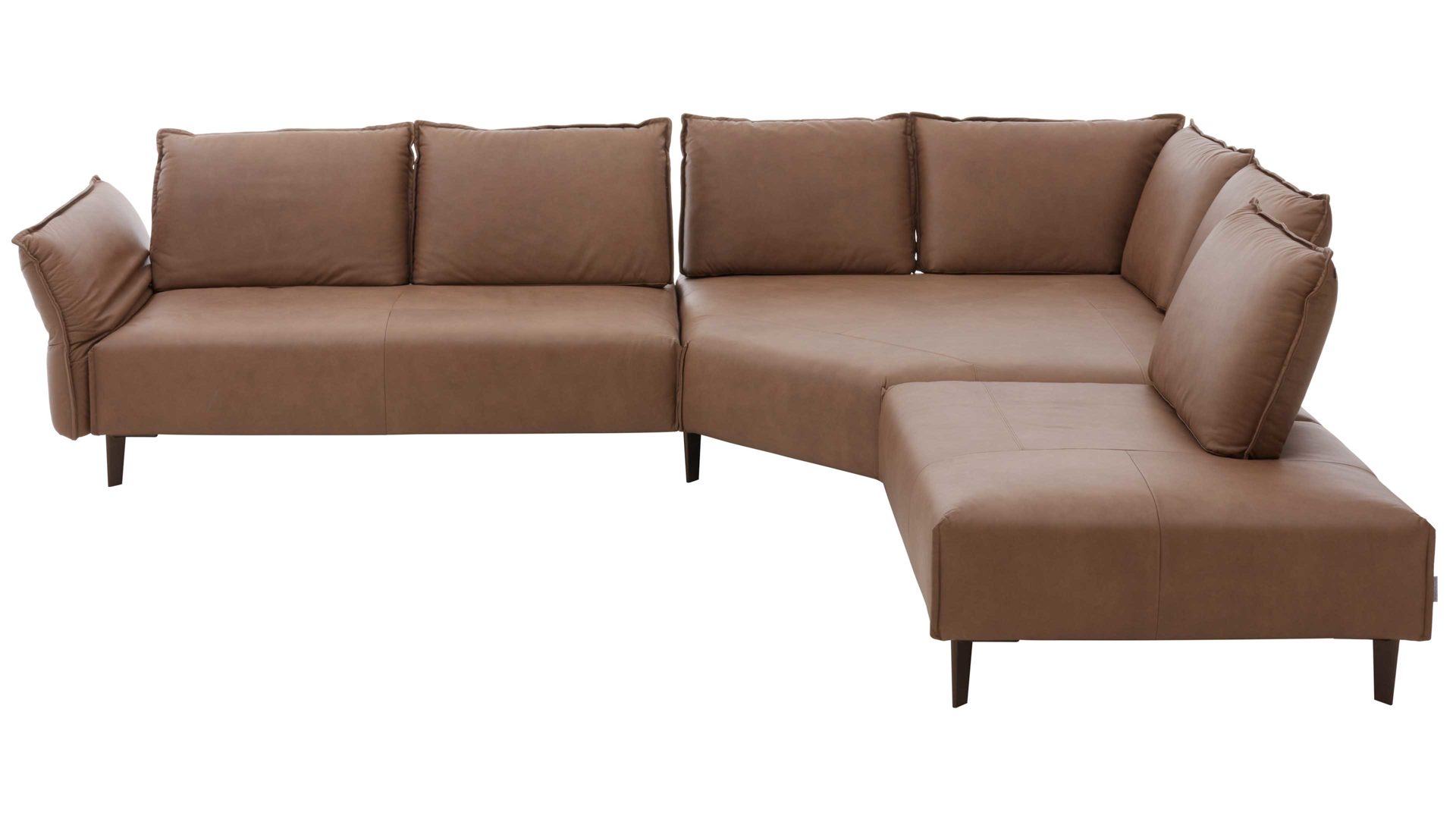 Ecksofa W.schillig i. i. aus Leder in Braun W.SCHILLIG Leder-Ecksofa Bonnie fangofarbenes Leder Z69-21 & bronzefarbene Metallfüße – Stellfläche ca. 340 x 272 cm