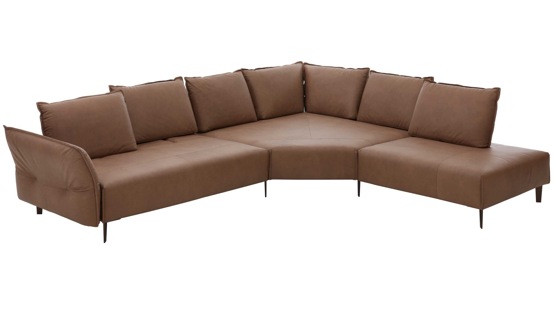 Ecksofa W.schillig i. i. aus Leder in Braun W.SCHILLIG Leder-Ecksofa Bonnie fangofarbenes Leder Z69-21 & bronzefarbene Metallfüße – Stellfläche ca. 340 x 272 cm