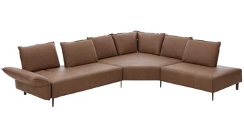 Ecksofa W.schillig i. i. aus Leder in Braun W.SCHILLIG Leder-Ecksofa Bonnie fangofarbenes Leder Z69-21 & bronzefarbene Metallfüße – Stellfläche ca. 340 x 272 cm