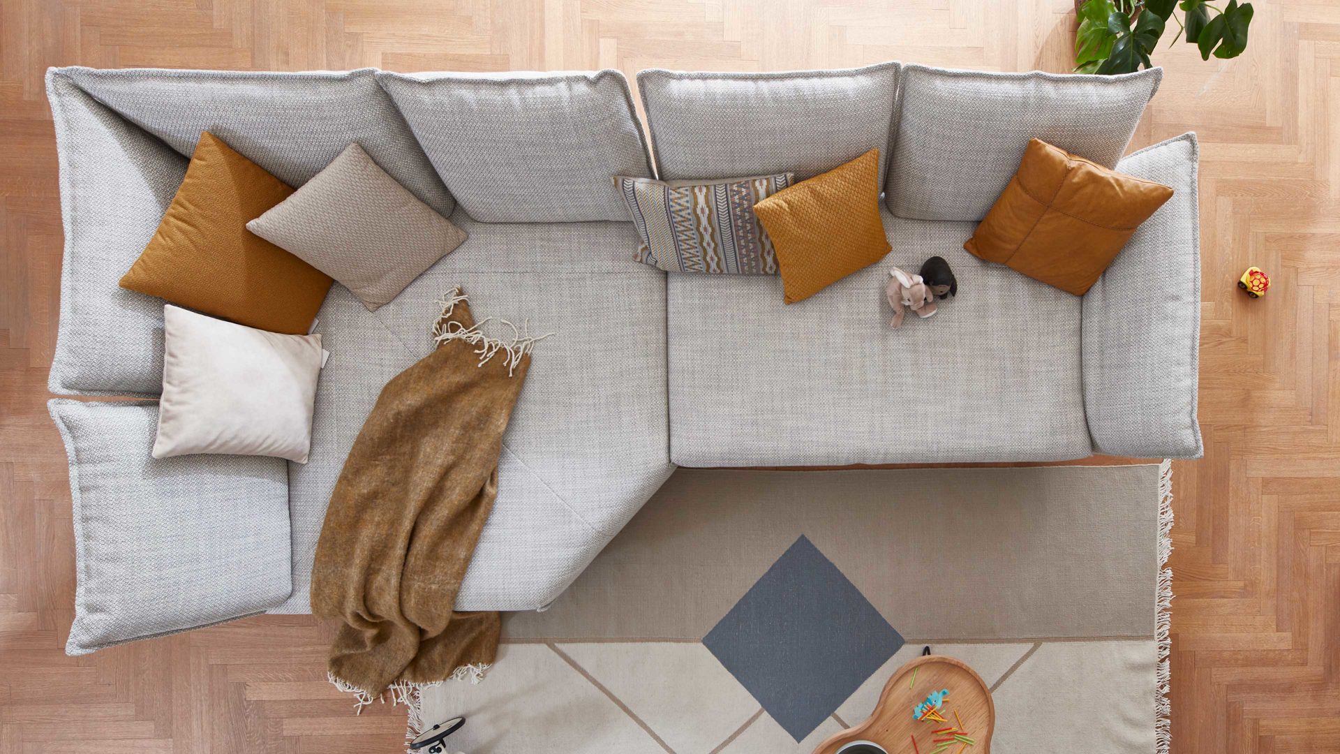 Ecksofa W.schillig i. i. aus Stoff in Hellgrau W.SCHILLIG Ecksofa Bonnie silbergrauer Webstoff T88 & schwarze Metallfüße – Stellfläche ca. 158 x 340 cm