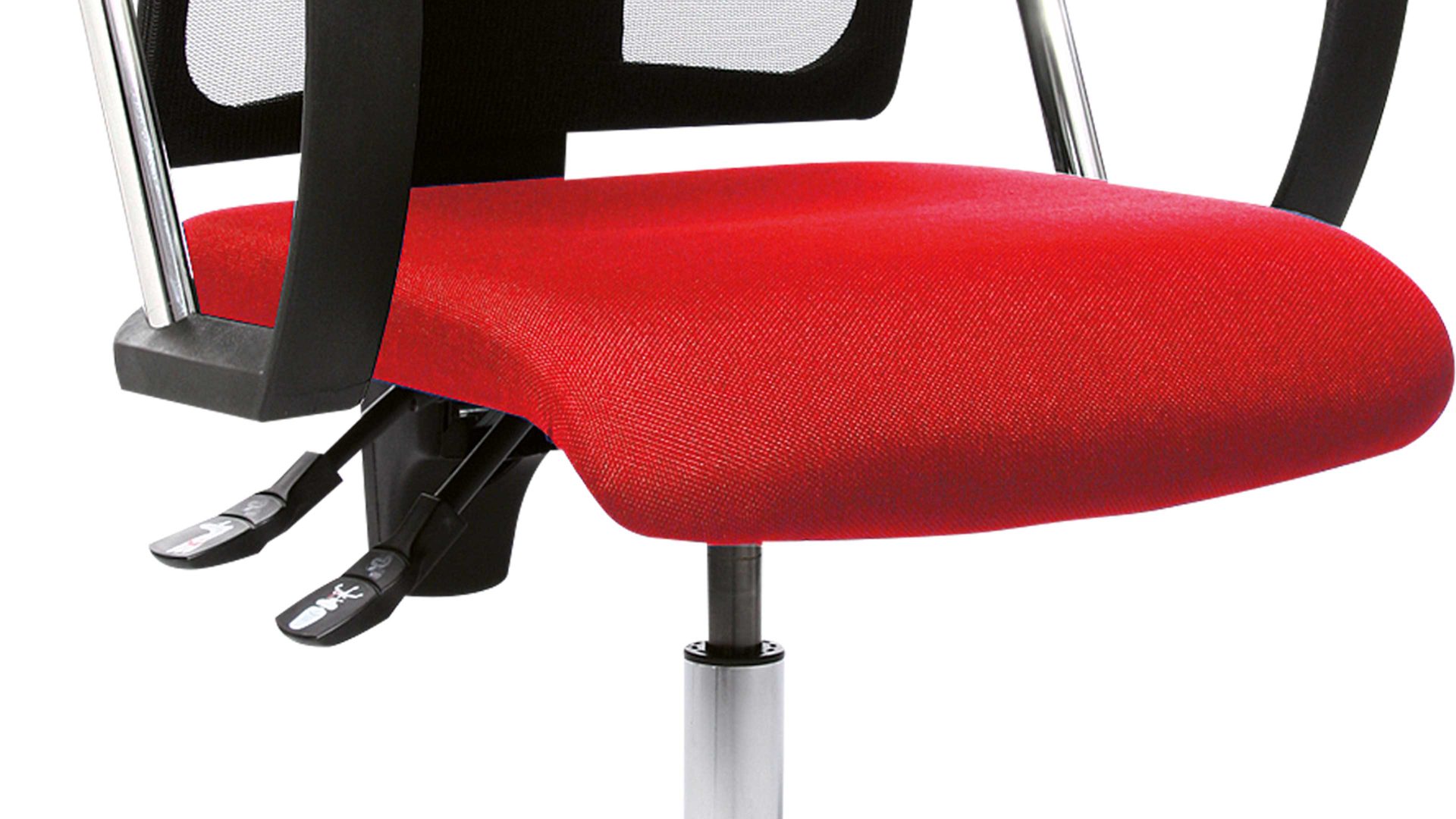 Drehstuhl OrthoSedis aus Stoff in Rot Drehstuhl orthoSedis 30 für Ihre Büroeinrichtung dunkelroter Bezug G27 & verchromtes Drehkreuz