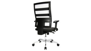 Drehstuhl OrthoSedis aus Stoff in Schwarz Drehstuhl orthoSedis 50 als Bürostuhl mit Sitzkomfort schwarzer Netzbezug TT200 & poliertes Aluminium-Fußkreuz