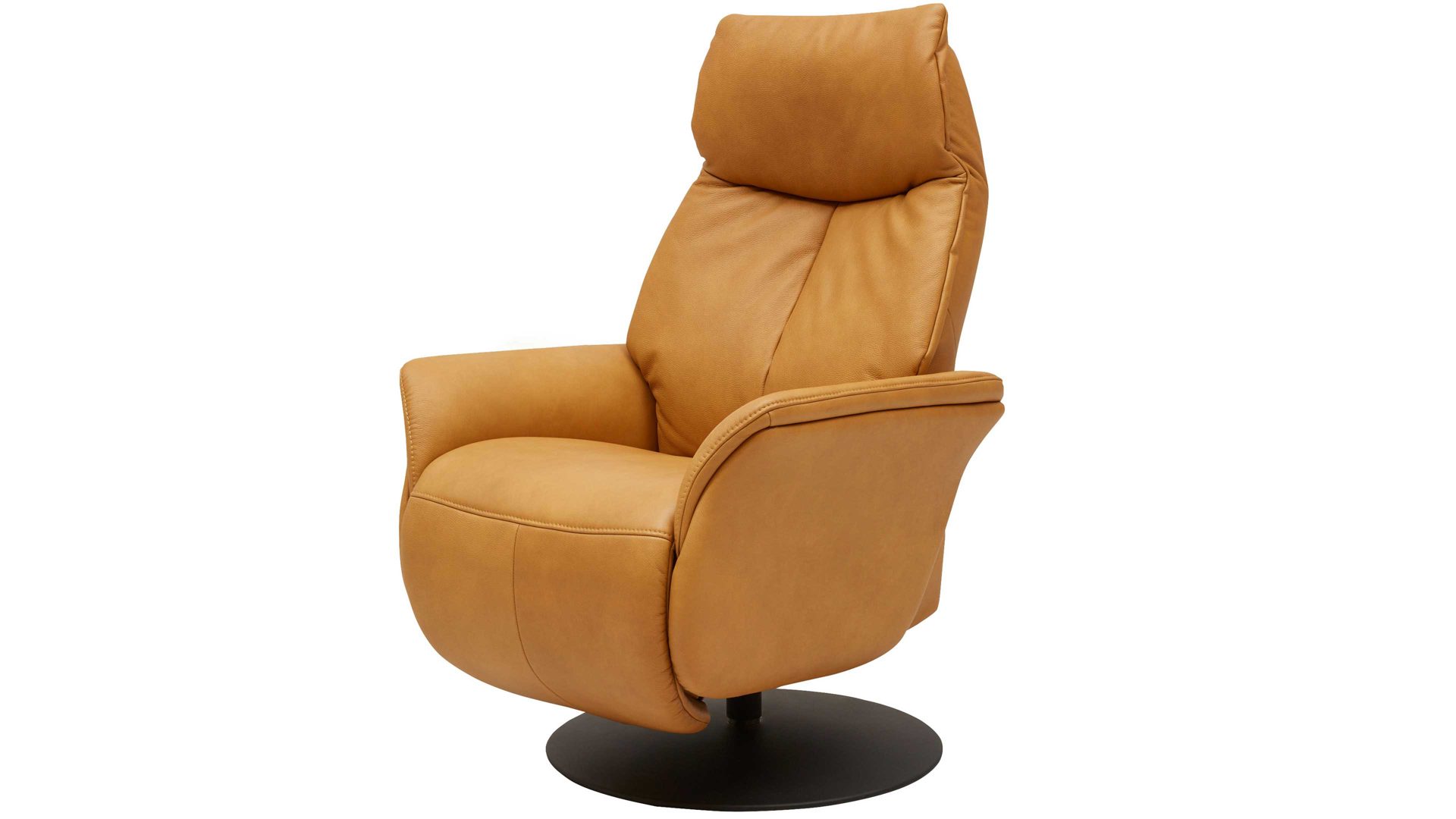 Relaxsessel Interliving aus Leder in Gelb Interliving Sessel Serie 4550 - Sessel 35O44 manuelle Funktionen - kürbisfarbenes LongLife-Leder & anthrazitfarbener Tellerfuß