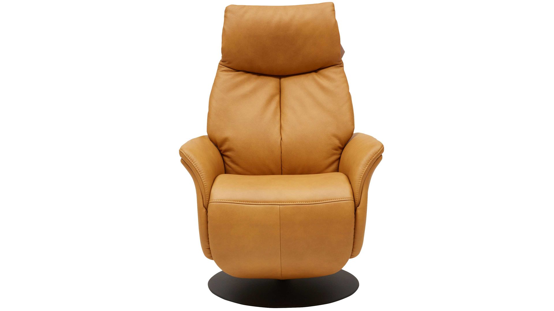 Relaxsessel Interliving aus Leder in Gelb Interliving Sessel Serie 4550 - Sessel manuelle Funktionen - kürbisfarbenes LongLife-Leder & anthrazitfarbener Tellerfuß