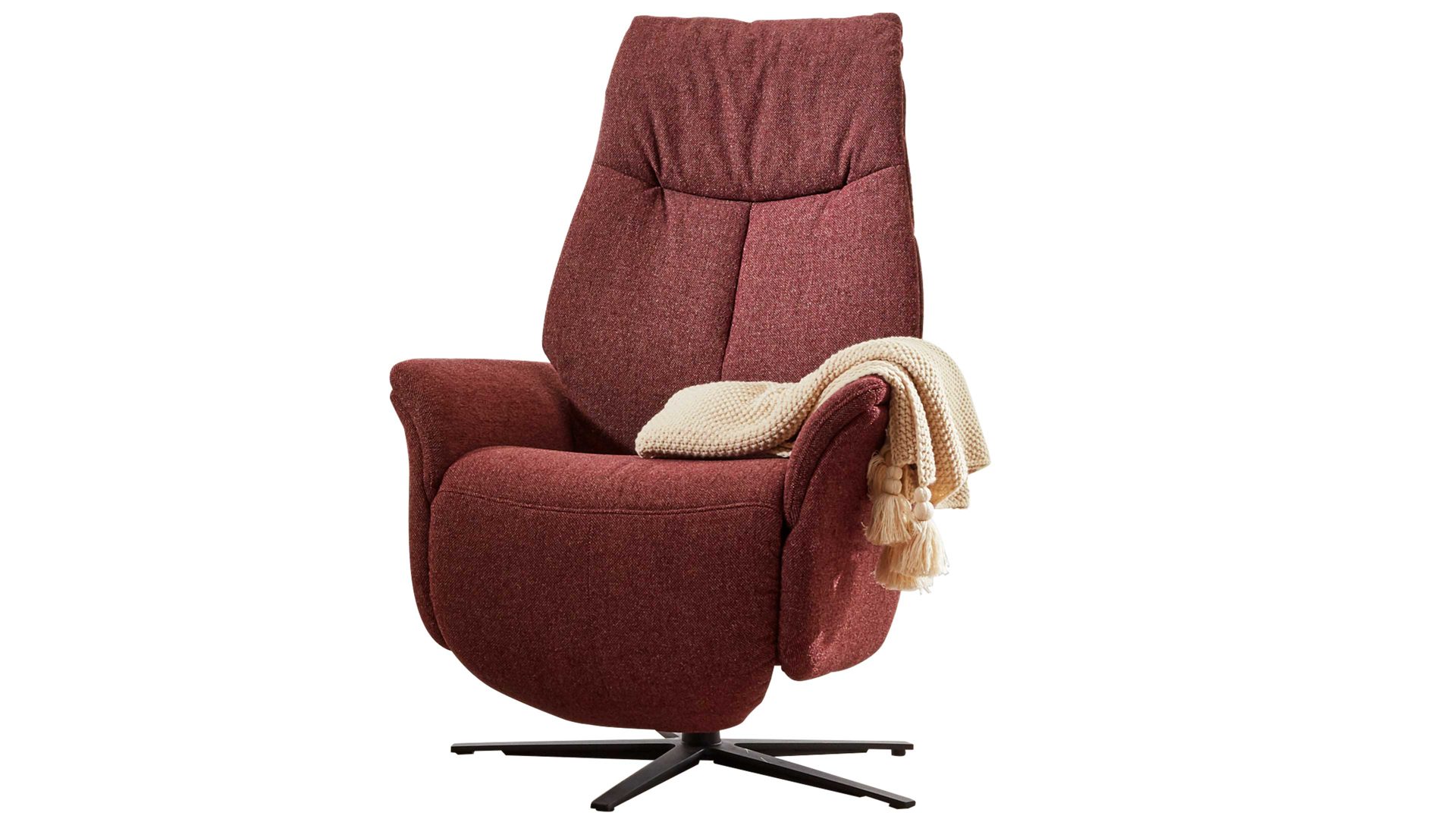 Relaxsessel Interliving aus Stoff in Rot Interliving Sessel Serie 4560 - Easy Swing Sessel chiantifarbener Melangebezug Q2 & anthrazitfarbener Sternfuß