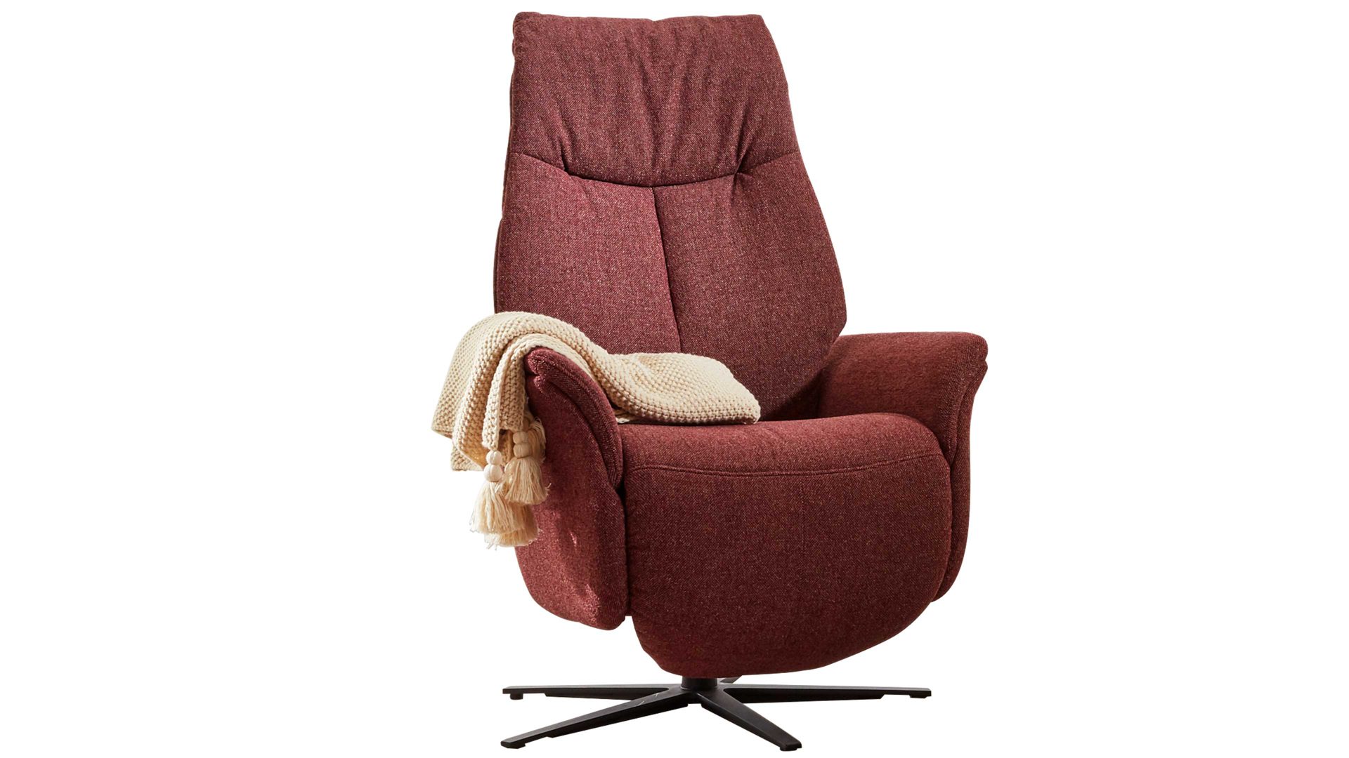 Relaxsessel Interliving aus Stoff in Rot Interliving Sessel Serie 4560 - Easy Swing Sessel 41V12 chiantifarbener Melangebezug Q2 & anthrazitfarbener Sternfuß