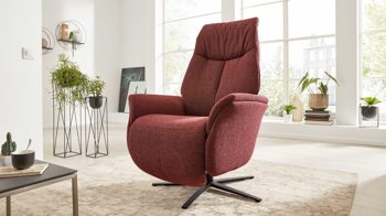 Relaxsessel Interliving aus Stoff in Rot Interliving Sessel Serie 4560 - Easy Swing Sessel chiantifarbener Melangebezug Q2 & anthrazitfarbener Sternfuß