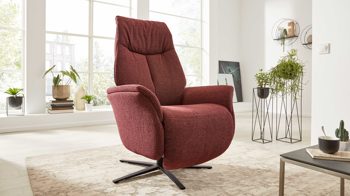 Relaxsessel Interliving aus Stoff in Rot Interliving Sessel Serie 4560 - Easy Swing Sessel chiantifarbener Melangebezug Q2 & anthrazitfarbener Sternfuß