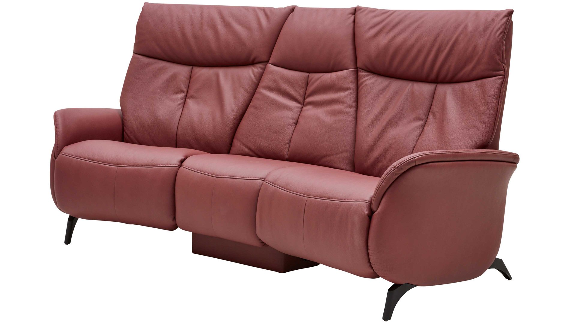 Dreisitzer Interliving aus Leder in Rot Interliving Sofa Serie 4210 – Trapezsofa 70H44 barolofarbenes LongLife-Leder Rustika & anthrazitfarbene Metallfüße – Länge ca. 200 cm