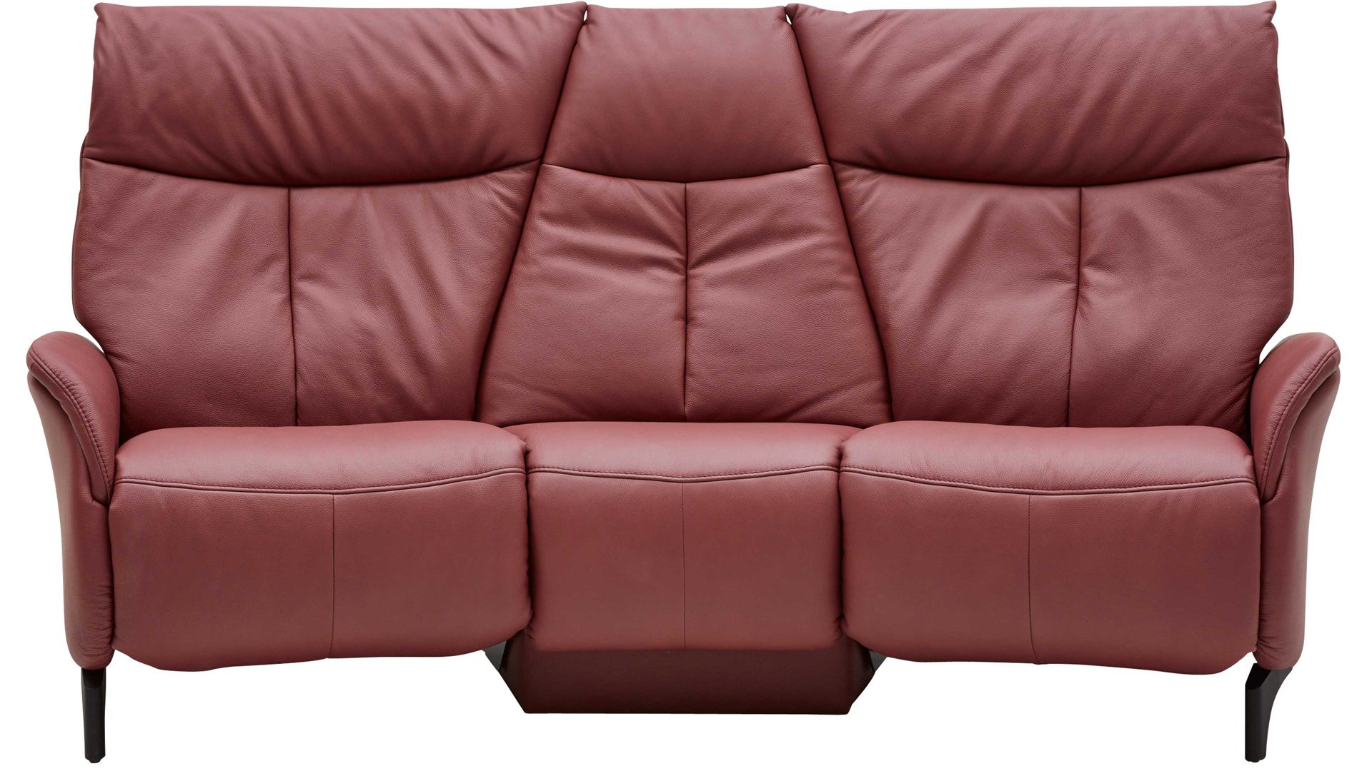 Dreisitzer Interliving aus Leder in Rot Interliving Sofa Serie 4210 – Trapezsofa 70H44 barolofarbenes LongLife-Leder Rustika & anthrazitfarbene Metallfüße – Länge ca. 200 cm