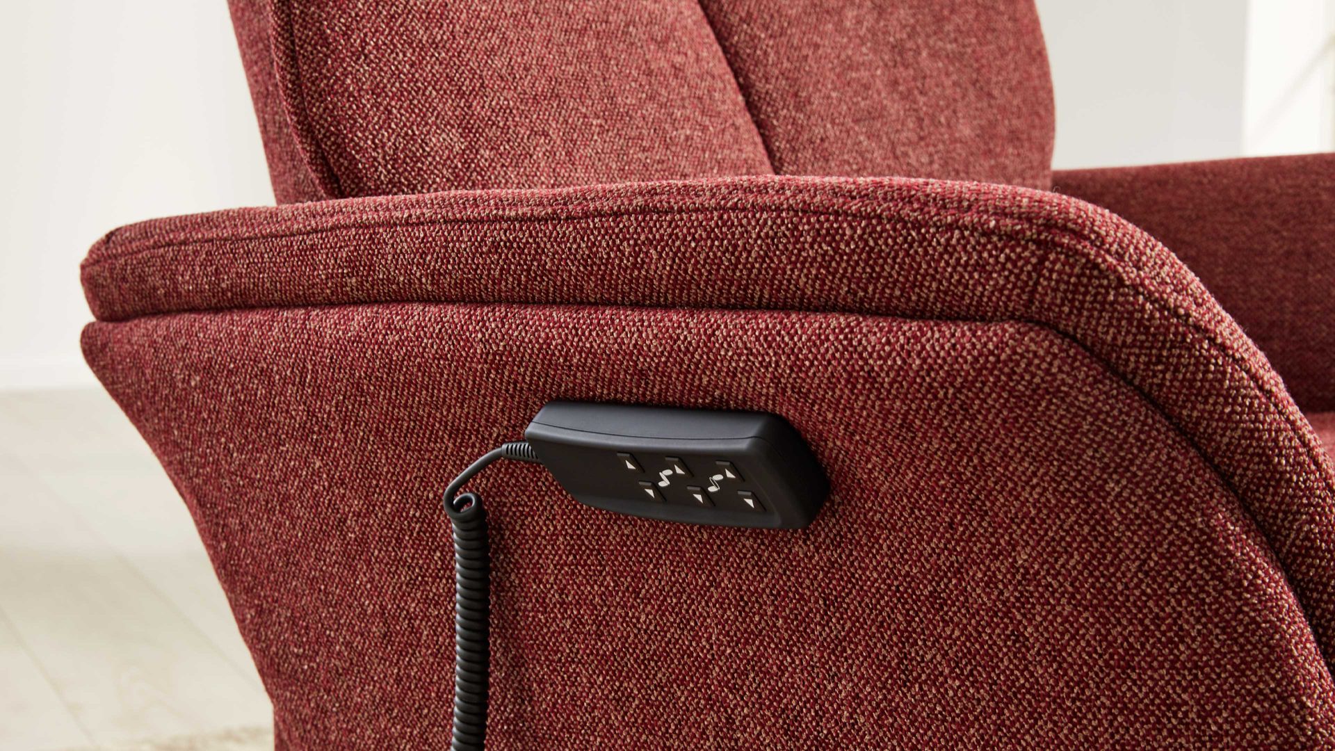 Relaxsessel Interliving aus Stoff in Rot Interliving Sessel Serie 4560 - Easy Swing Sessel chiantifarbener Melangebezug Q2 & anthrazitfarbener Sternfuß