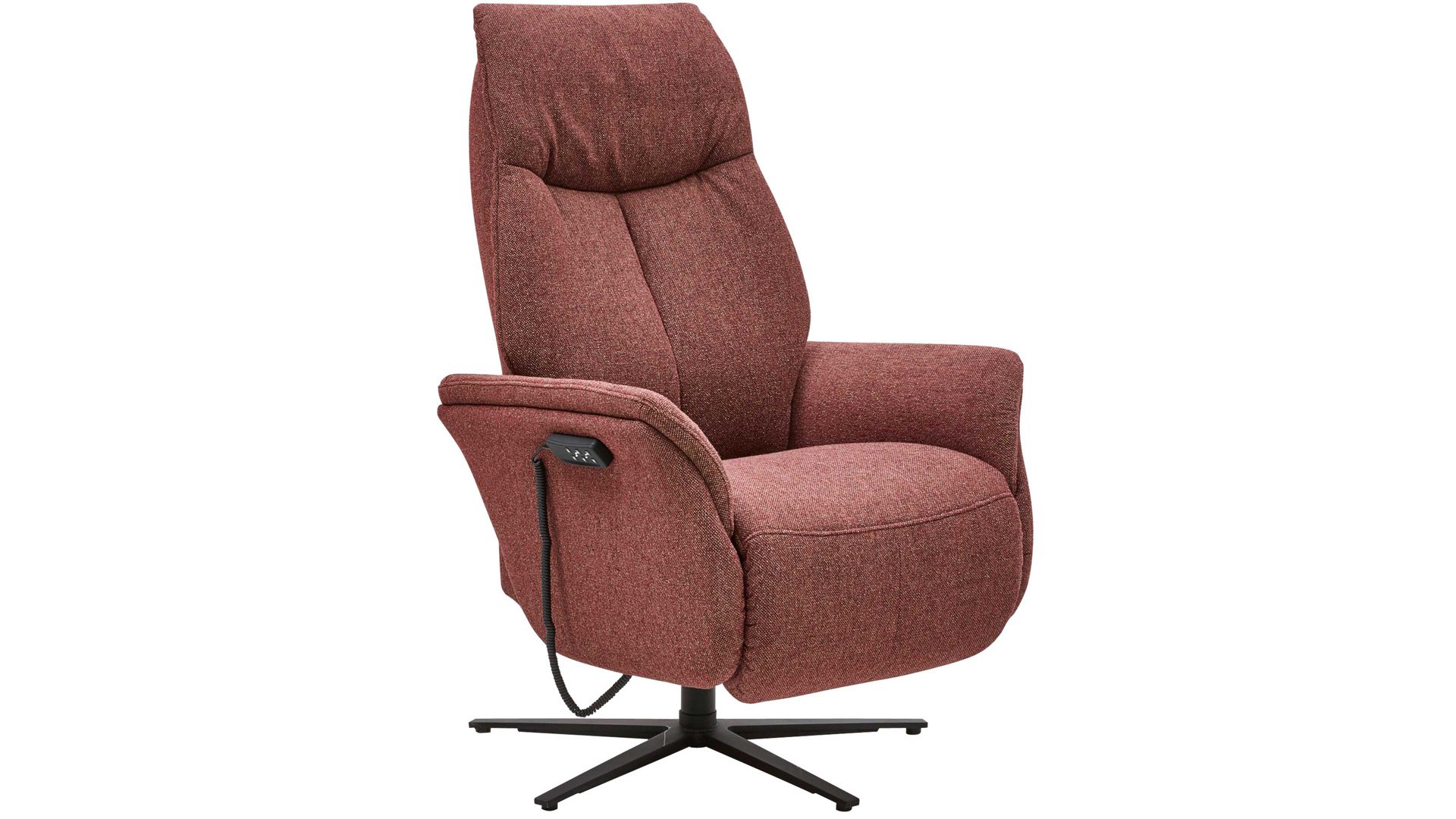 Relaxsessel Interliving aus Stoff in Rot Interliving Sessel Serie 4560 - Easy Swing Sessel 51V12 chiantifarbener Melangebezug Q2 & anthrazitfarbener Sternfuß