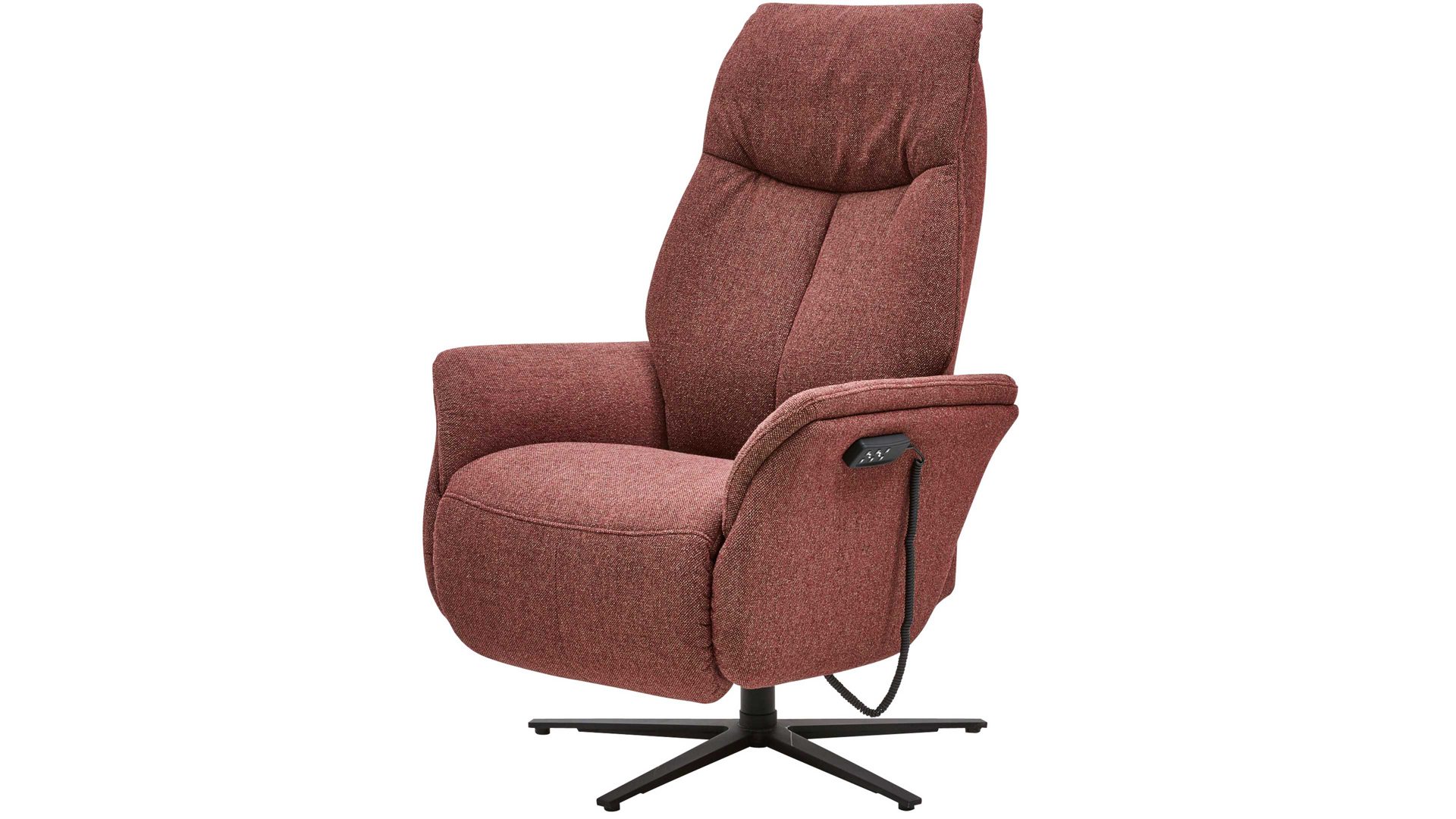 Relaxsessel Interliving aus Stoff in Rot Interliving Sessel Serie 4560 - Easy Swing Sessel 41V12 chiantifarbener Melangebezug Q2 & anthrazitfarbener Sternfuß