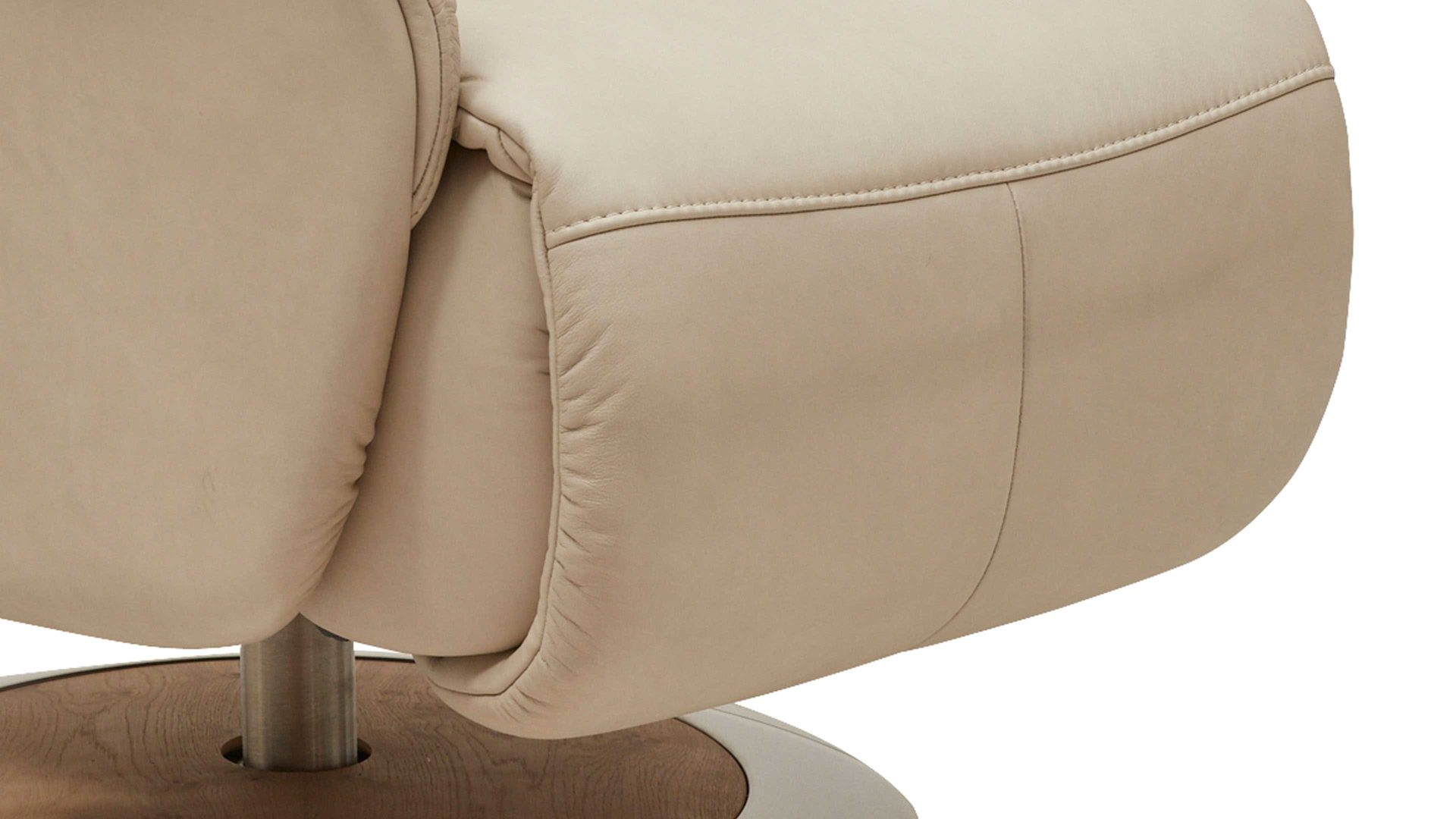 Relaxsessel Interliving aus Leder in Beige Interliving Sessel Serie 4562 - Easy Swing Sessel 31D44 klifffarbenes LongLife-Leder & biancofarbenes Holz