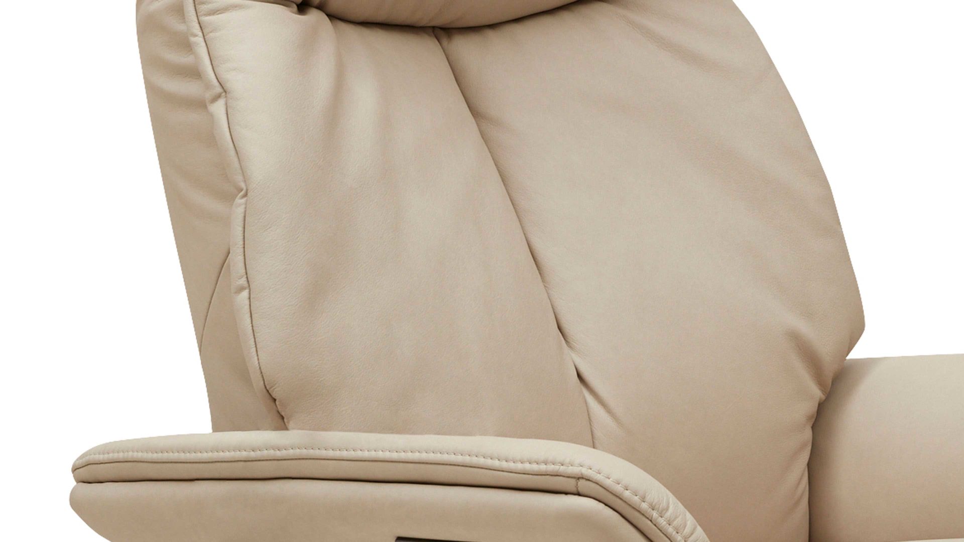 Relaxsessel Interliving aus Leder in Beige Interliving Sessel Serie 4562 - Easy Swing Sessel 31D44 klifffarbenes LongLife-Leder & biancofarbenes Holz