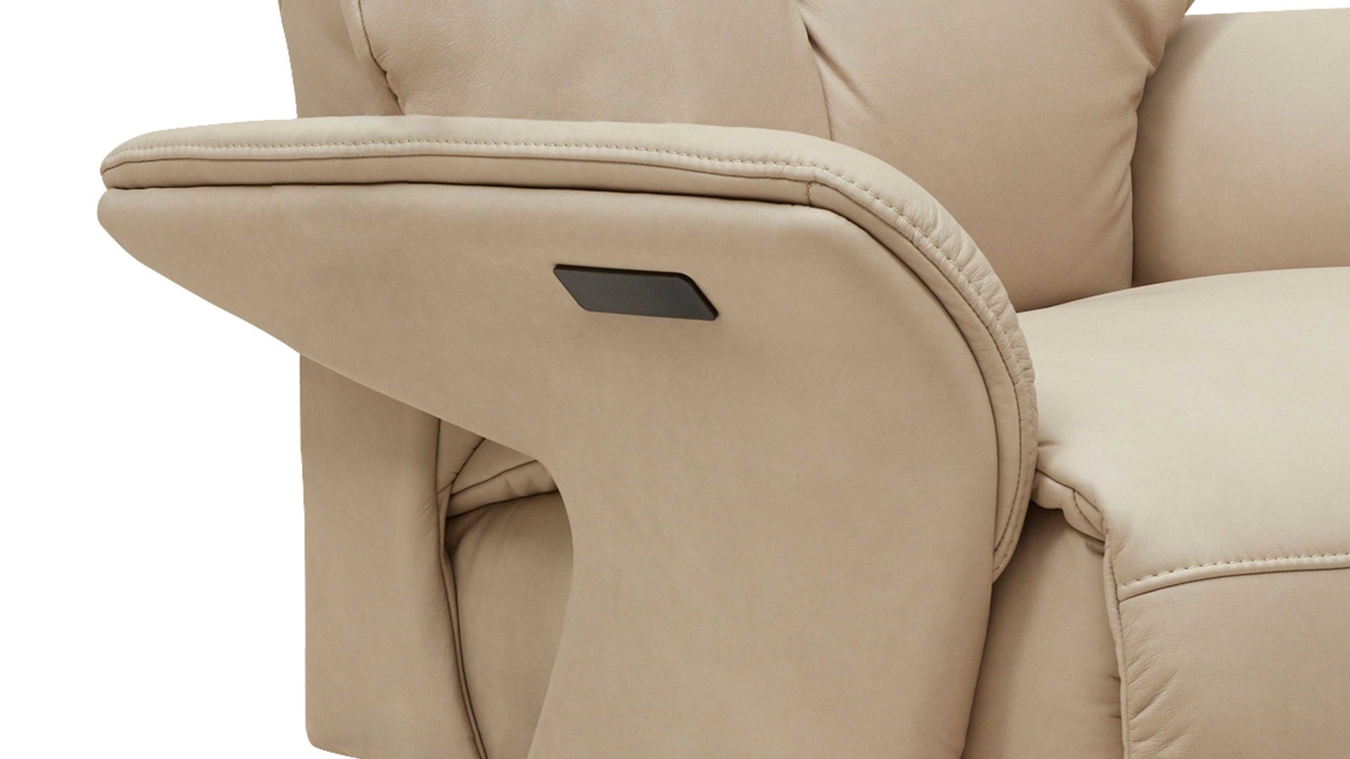 Relaxsessel Interliving aus Leder in Beige Interliving Sessel Serie 4562 - Easy Swing Sessel 31D44 klifffarbenes LongLife-Leder & biancofarbenes Holz