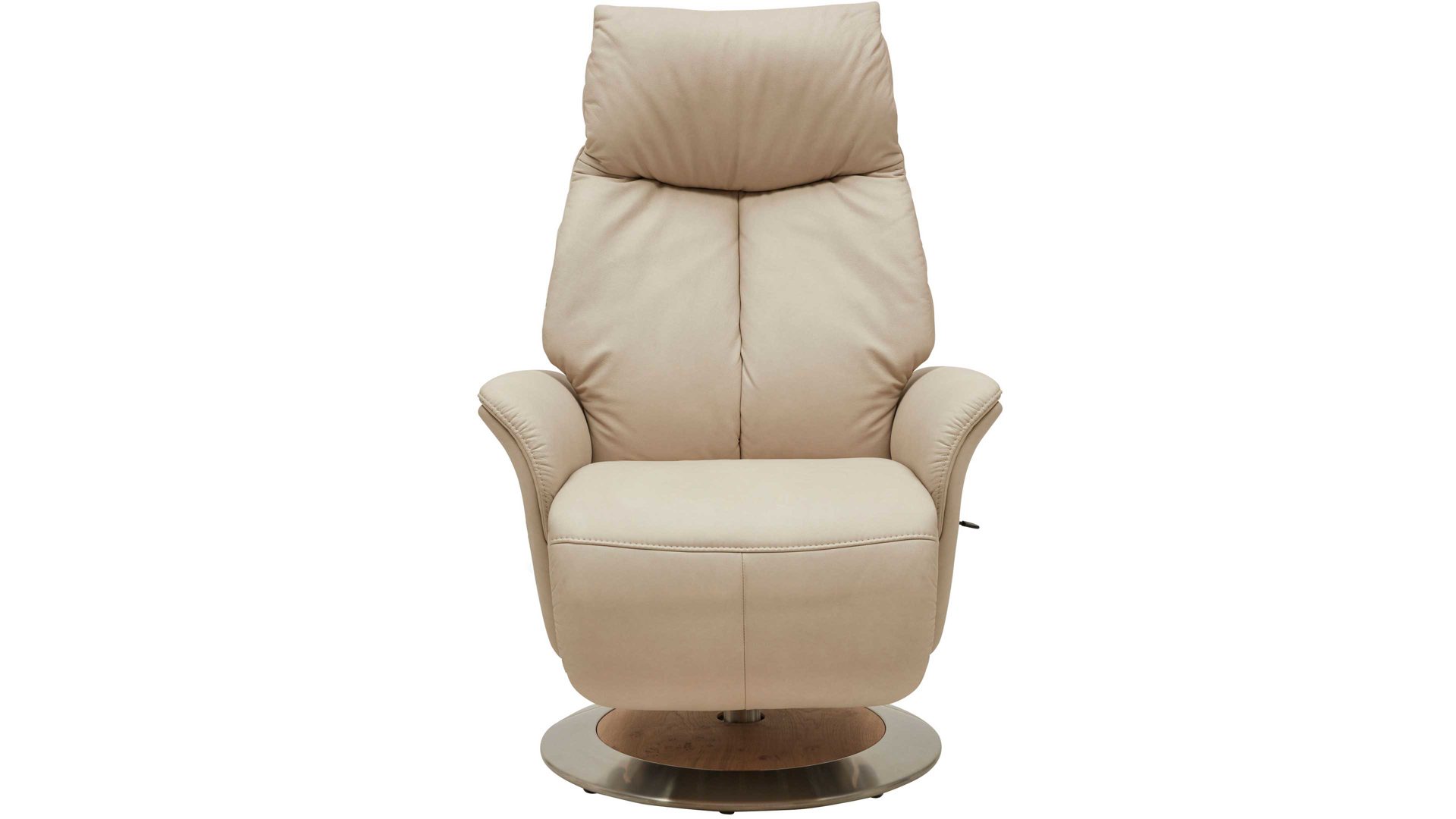 Relaxsessel Interliving aus Leder in Beige Interliving Sessel Serie 4562 - Easy Swing Sessel 51D44 klifffarbenes LongLife-Leder & biancofarbenes Holz