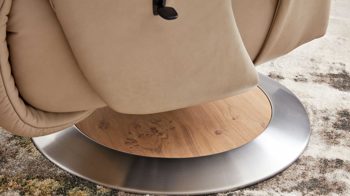 Relaxsessel Interliving aus Leder in Beige Interliving Sessel Serie 4562 - Easy Swing Sessel 31D44 klifffarbenes LongLife-Leder & biancofarbenes Holz