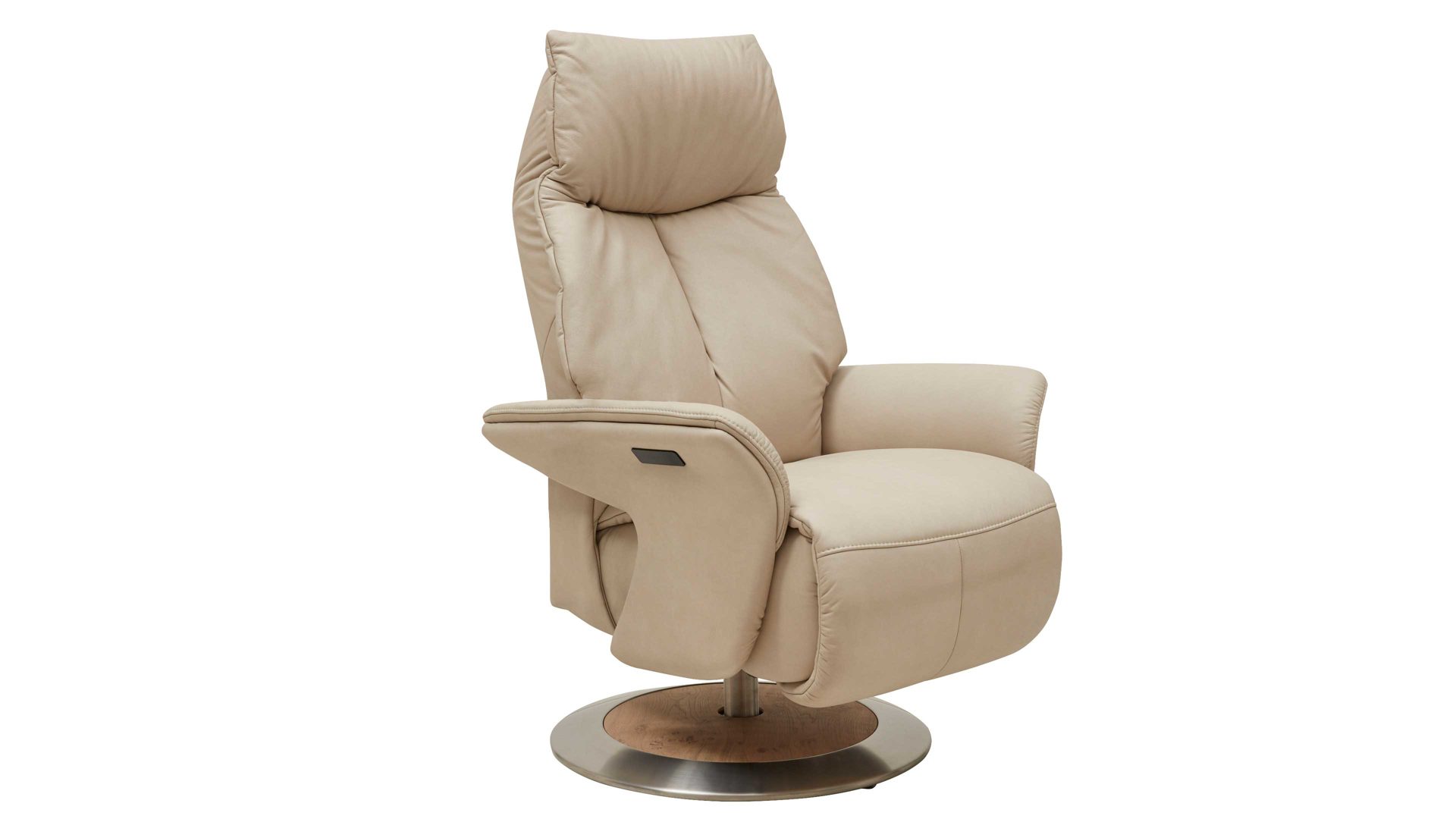 Relaxsessel Interliving aus Leder in Beige Interliving Sessel Serie 4562 - Easy Swing Sessel 51D44 klifffarbenes LongLife-Leder & biancofarbenes Holz