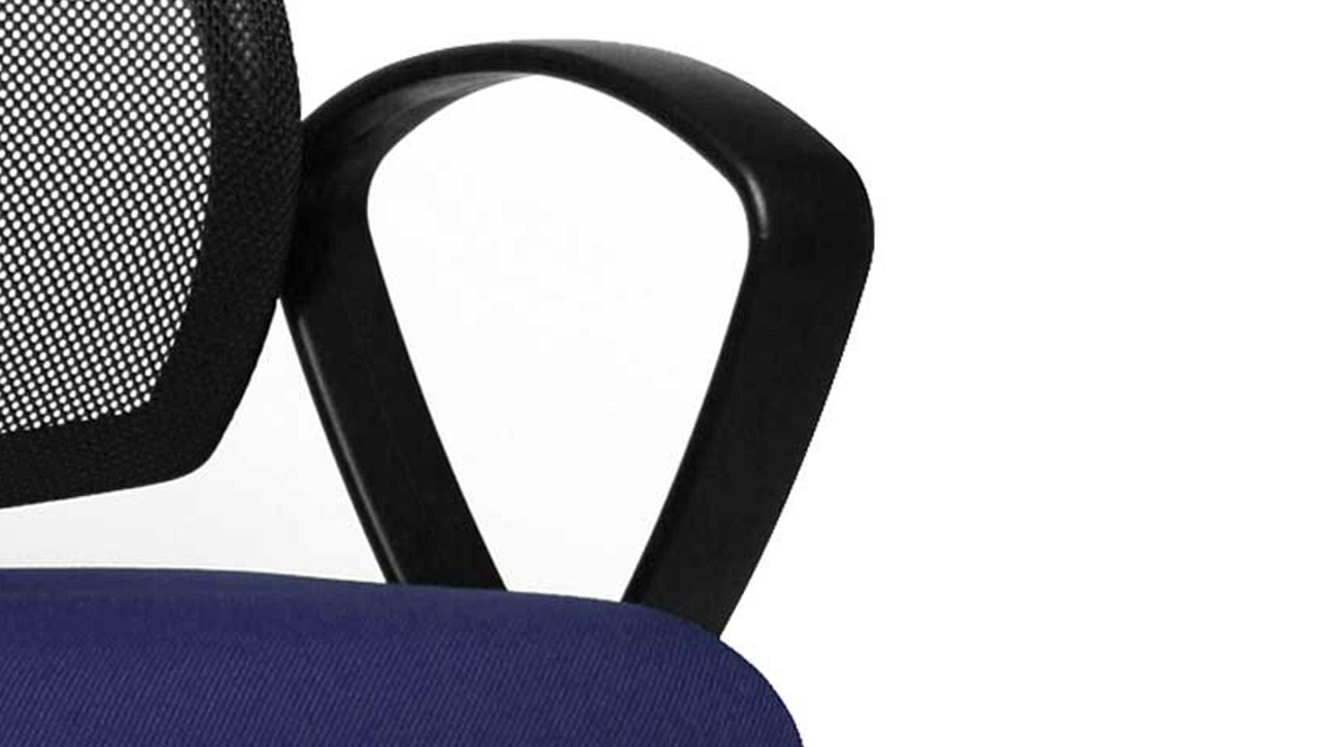 Drehstuhl OrthoSedis aus Stoff in Blau Drehstuhl orthoSedis 20 als ergonomisches Büromöbel blauer Sitzbezug G26 & schwarze Netzbespannung, verchromtes Drehkreuz