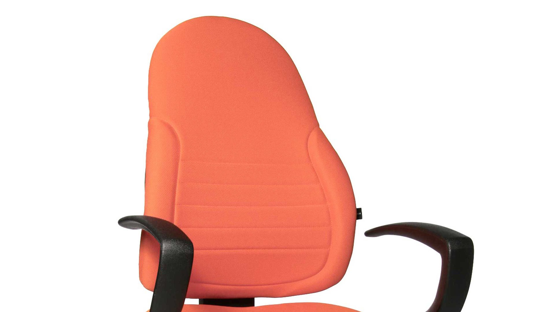 Drehstuhl OrthoSedis aus Stoff in Orange Drehstuhl OrthoSedis 40 als Bürostuhl mit Bandscheibensitz oranger Bezug G04 & schwarzes Drehkreuz