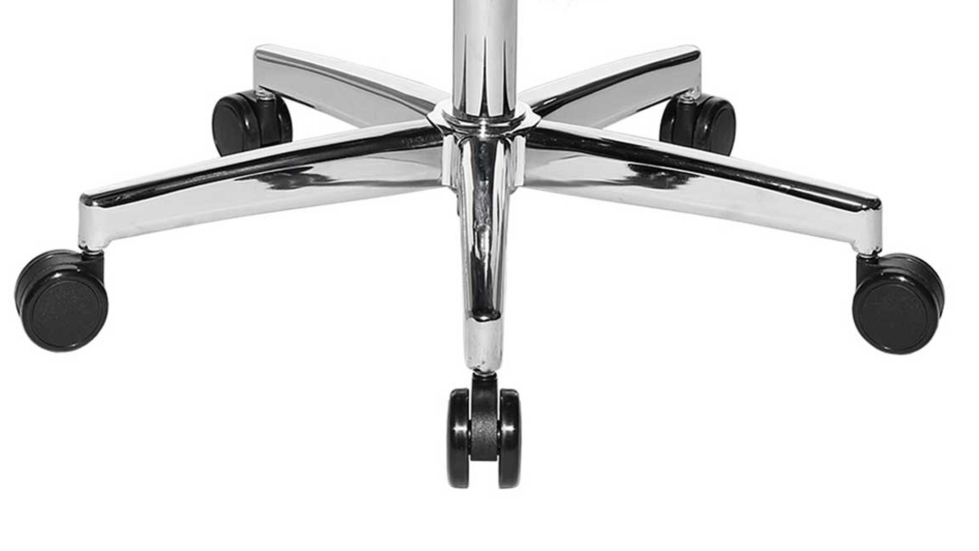 Drehstuhl OrthoSedis aus Stoff in Schwarz Drehstuhl orthoSedis 50 als Bürostuhl mit Sitzkomfort schwarzer Netzbezug TT200 & poliertes Aluminium-Fußkreuz